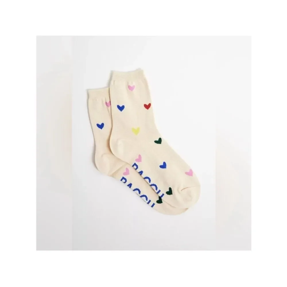 BAGGU Heart Cream Heart Pattern Socks